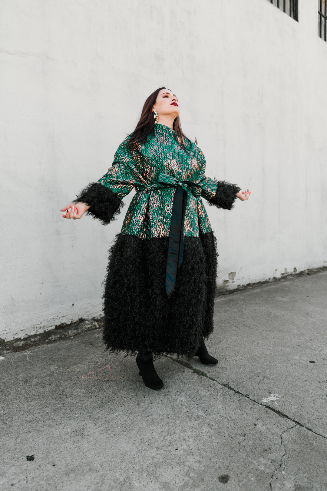 London Opera Coat in “Semiramide” (Teal)