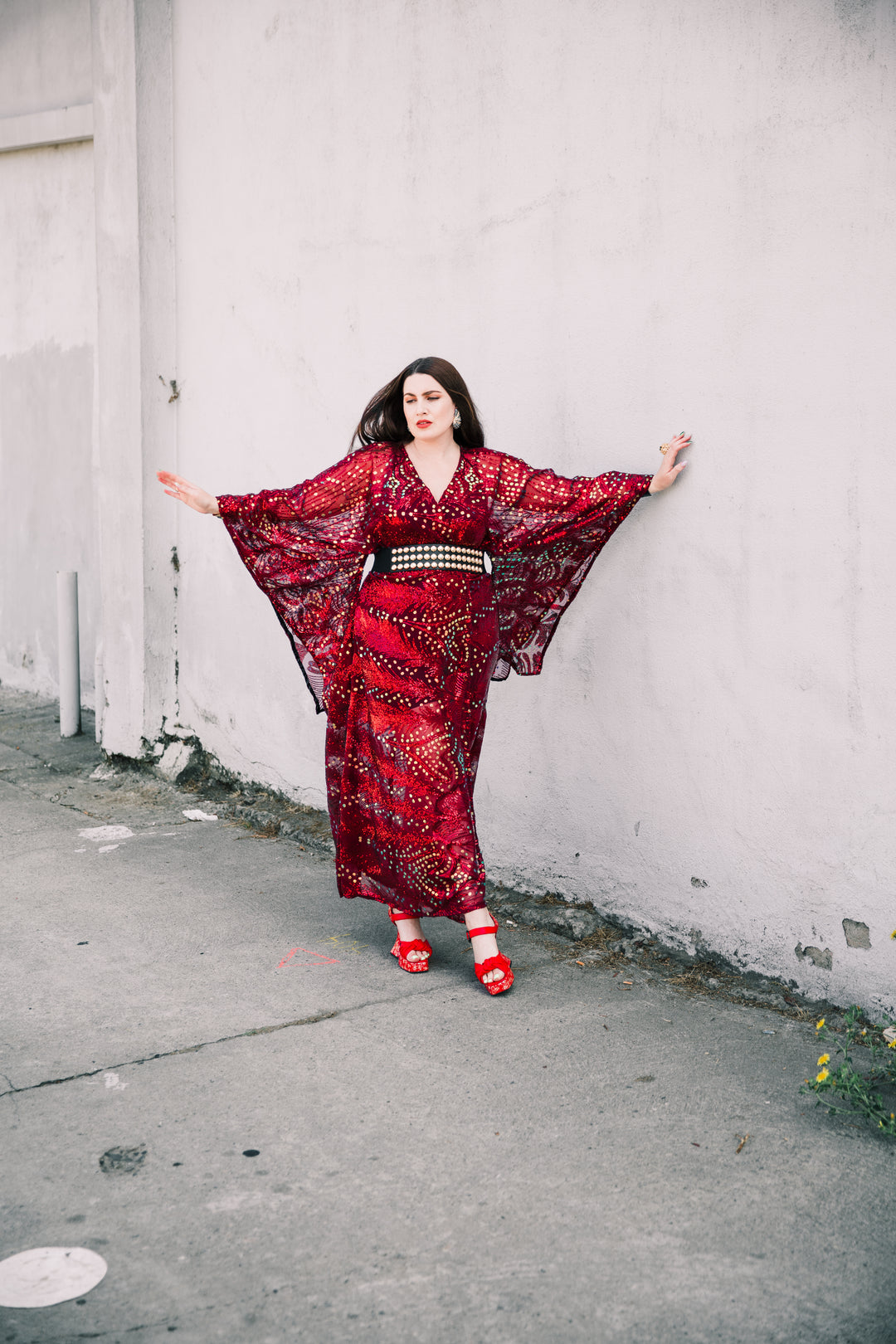 Runway Bohémienne Kimono Robe in “Stardust” (Cabernet)