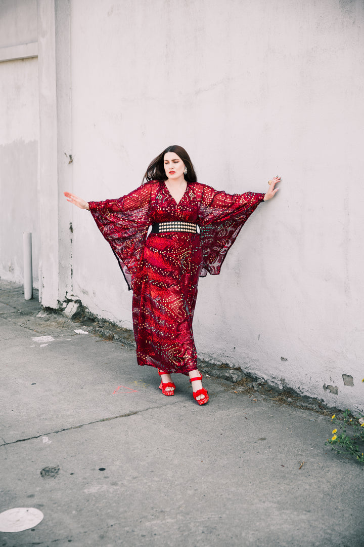 Runway Bohémienne Kimono Robe in “Stardust” (Cabernet)