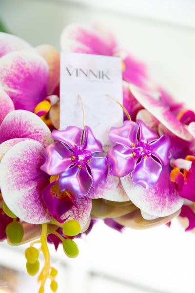 Metallic Flower Earrings (Lilac)