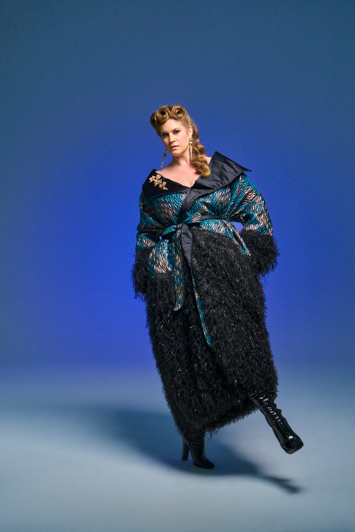 London Opera Coat in “Semiramide” (Teal)