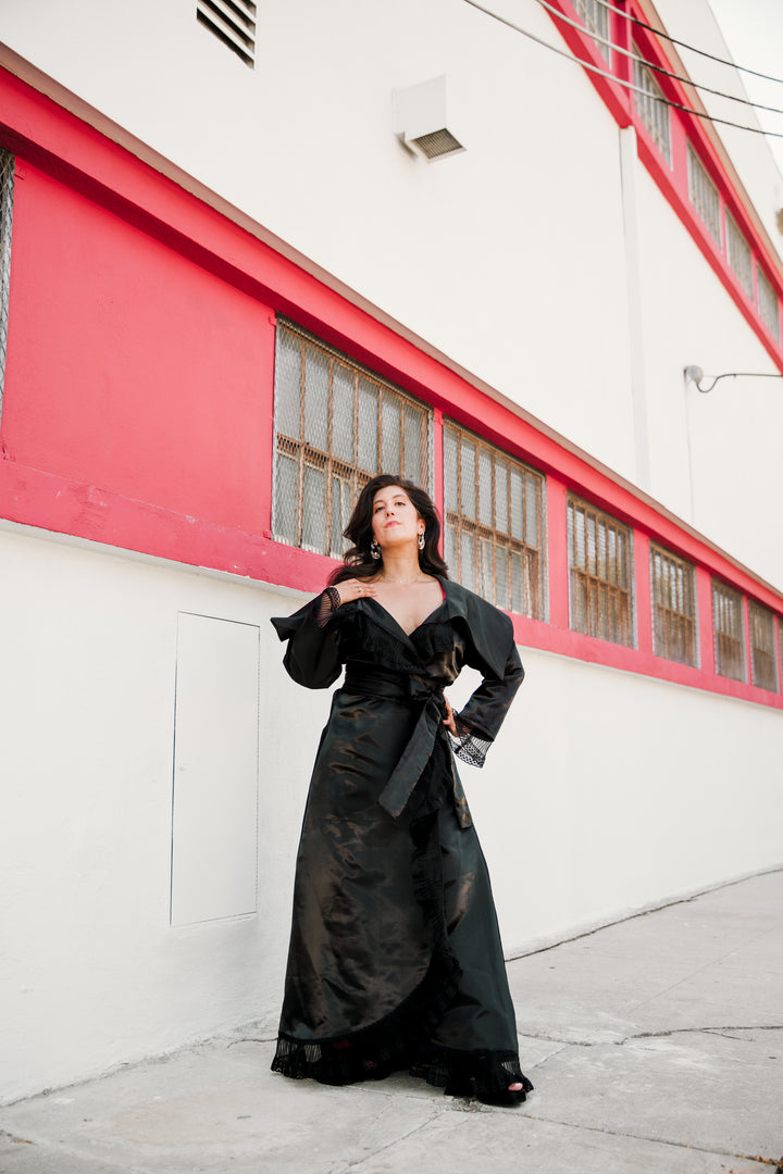 Tokyo Coat Dress in "Liquid Satin"