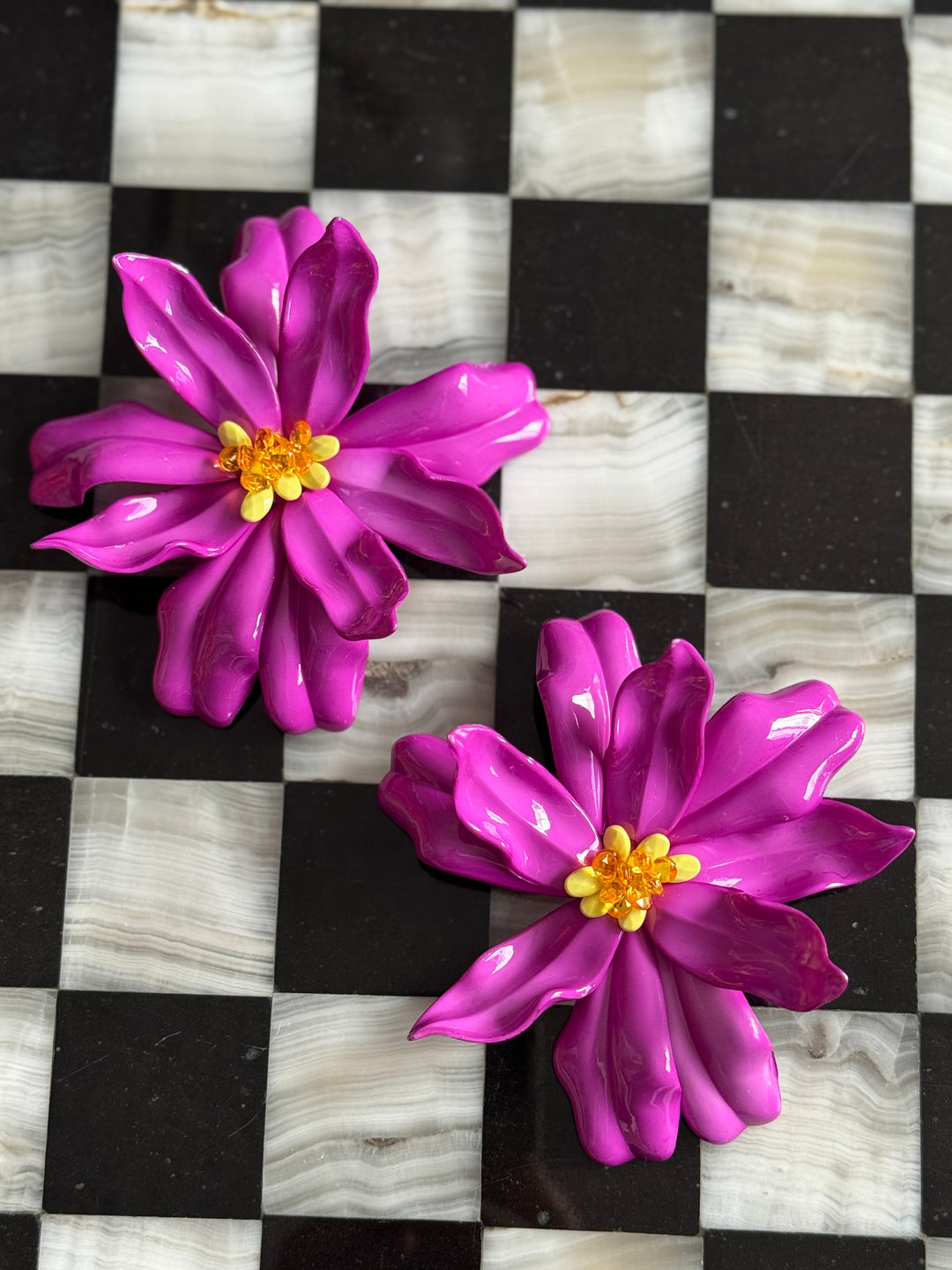 Humongous Tiki Flower Earrings (Purple)