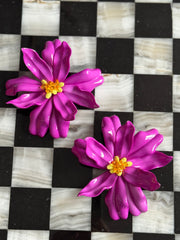 Humongous Tiki Flower Earrings (Purple)
