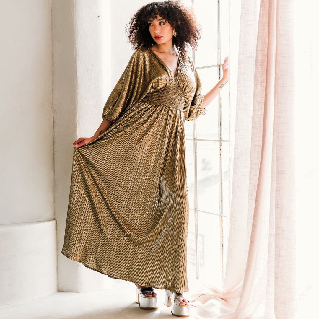 Colla Voce Dress in “Liquid Gold”