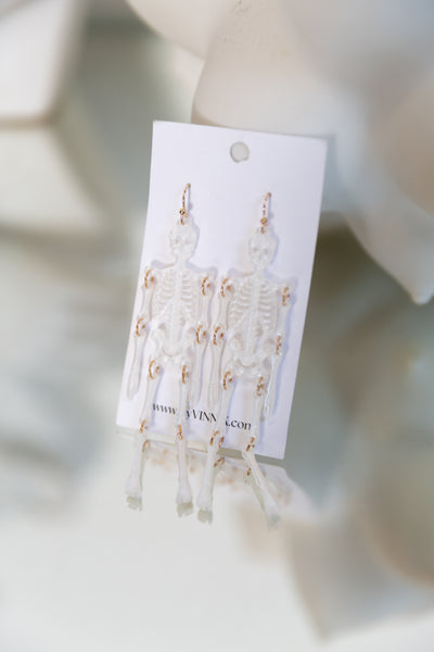 Dancing Skeleton Earrings (White)