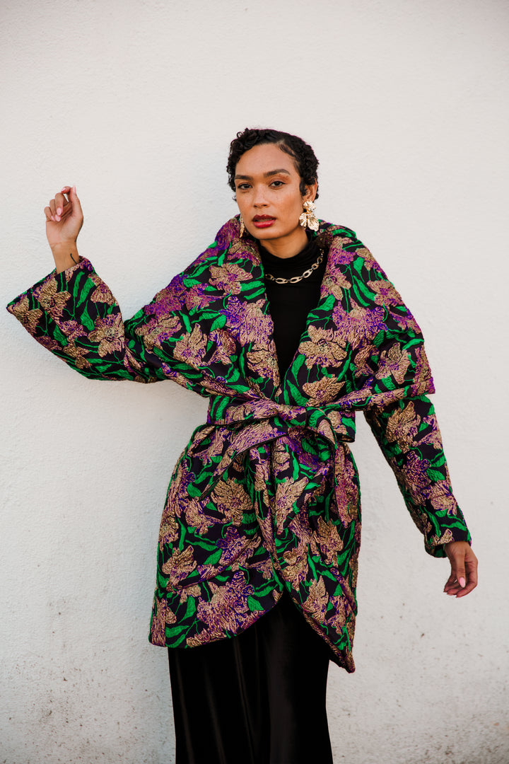 Cocoon Coat "WTF Flower" (Purple)