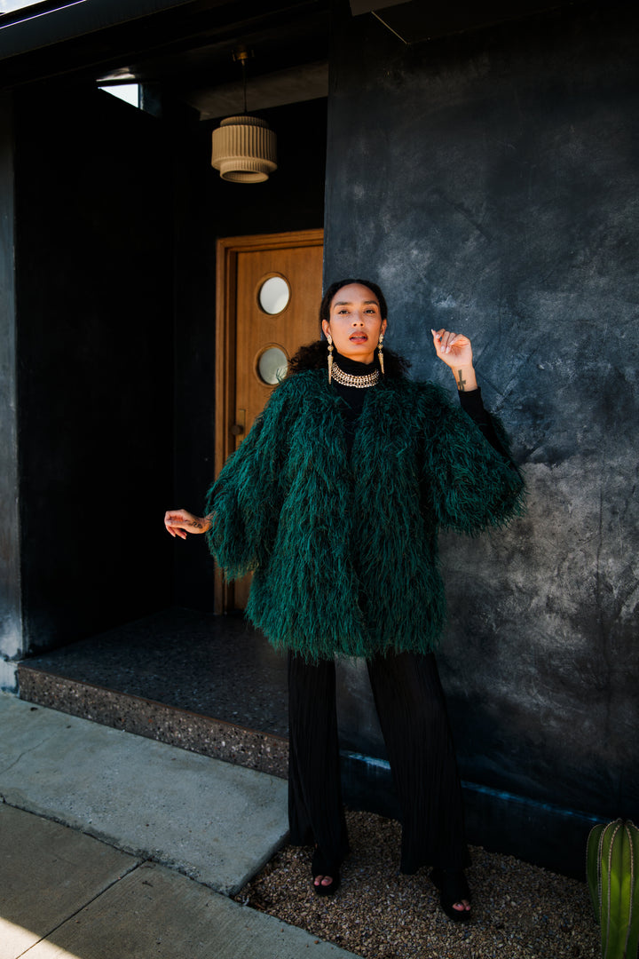 Theater Jacket in “Shag Tinsel" (Emerald)