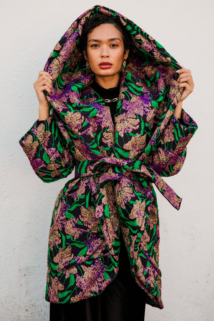 Cocoon Coat "WTF Flower" (Purple)