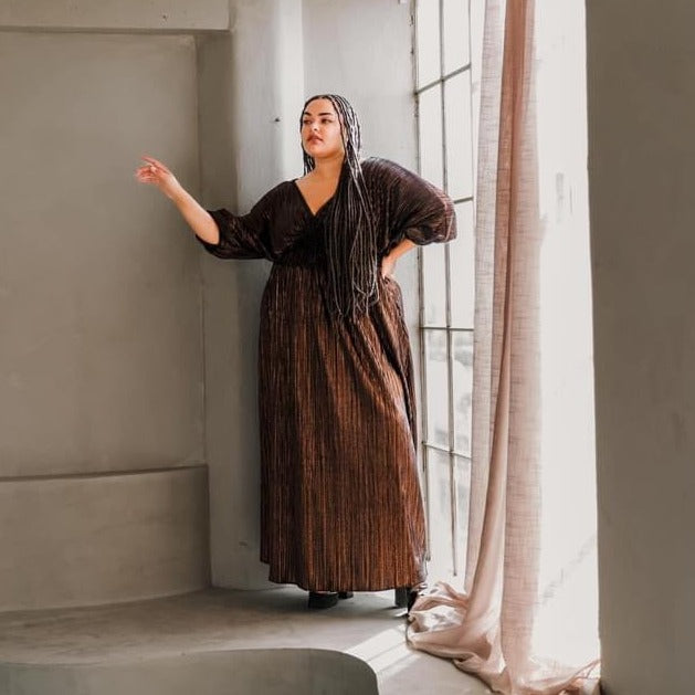 Colla Voce Dress in “Bronze Velvet”