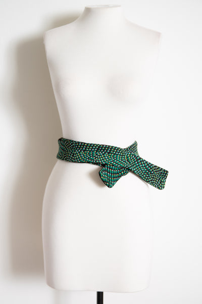 Wrap Tie Belt "Green Dots”