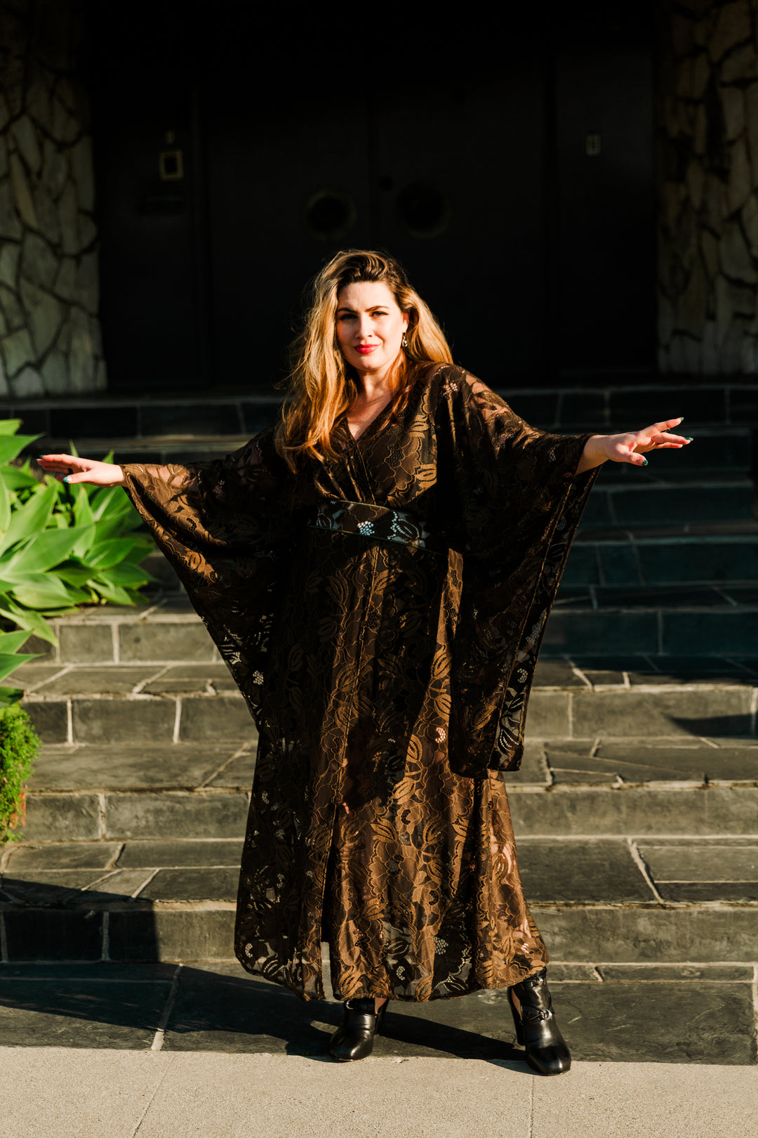 Bohémienne Kimono Robe in “Verdant Lace”