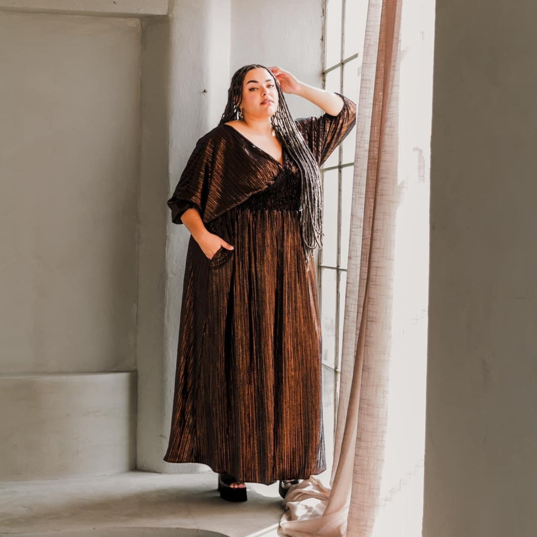 Colla Voce Dress in “Bronze Velvet”