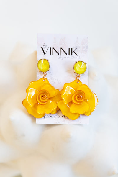 Yellow Rose Earrings