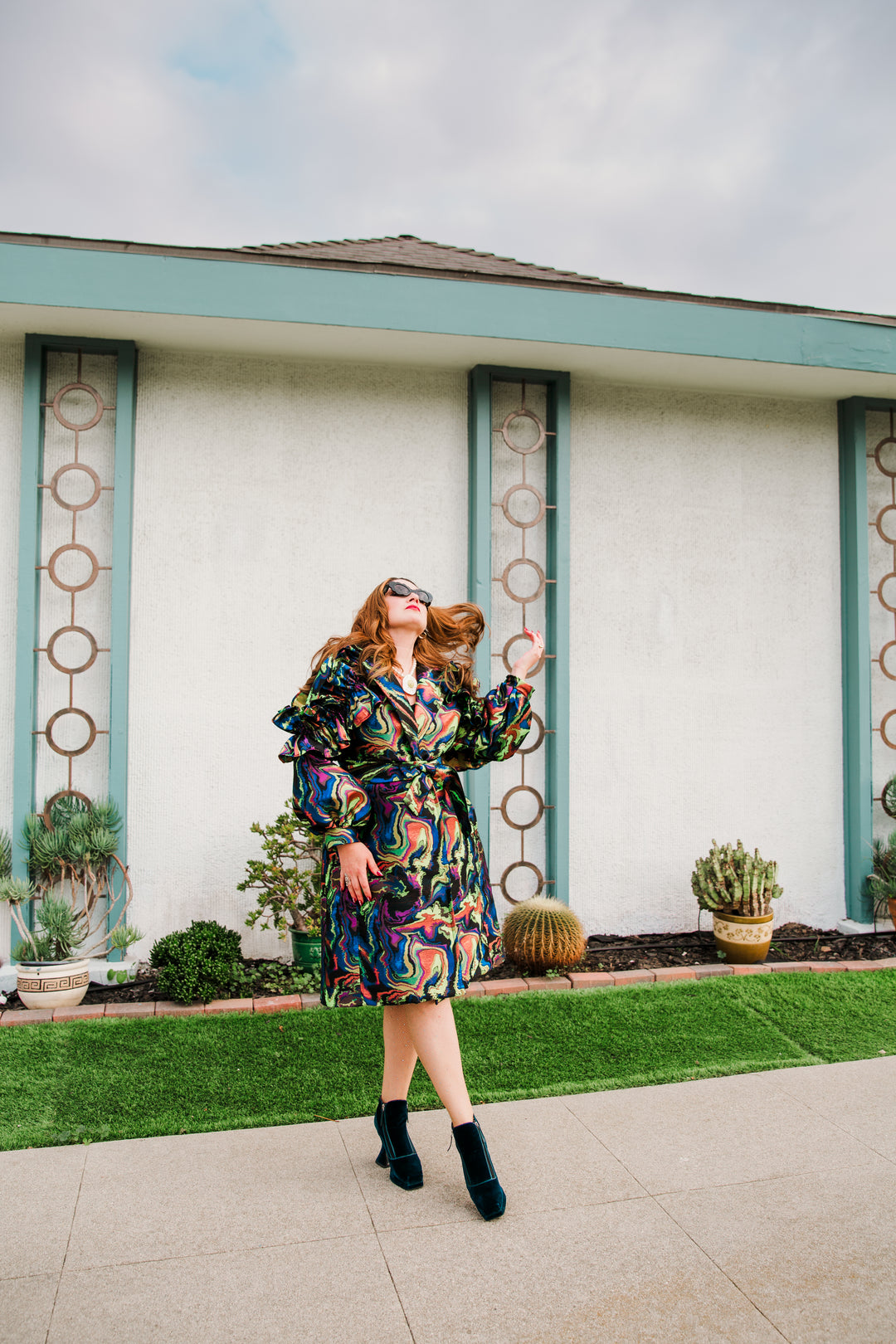 Ruffle Trench Coat in “Brat Marble”