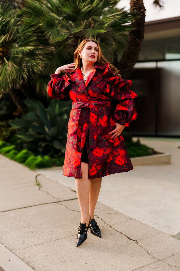 Ruffle Trench Coat in “Zelmira”