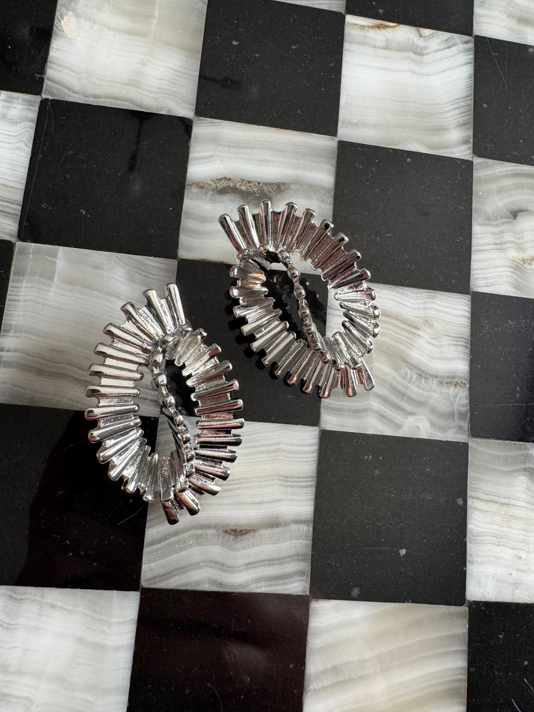 Wavy Staircase Earrings (Silver)