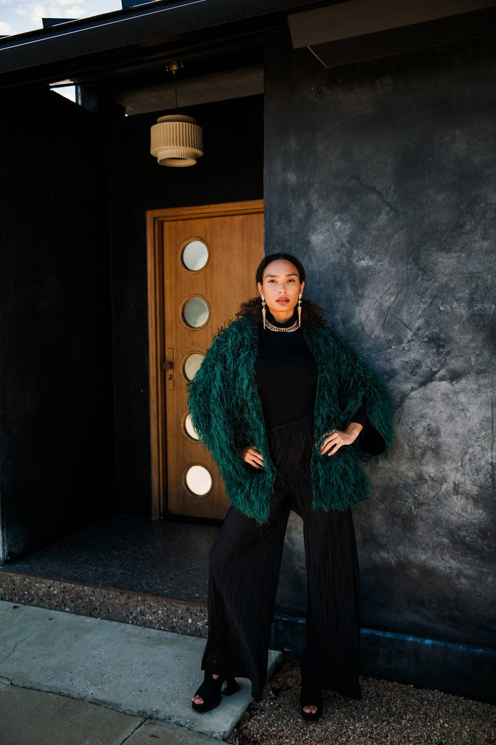 Theater Jacket in “Shag Tinsel" (Emerald)