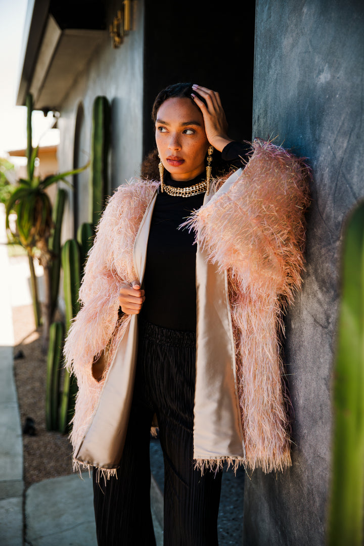 Theater Jacket in “Shag Tinsel" (Blush)