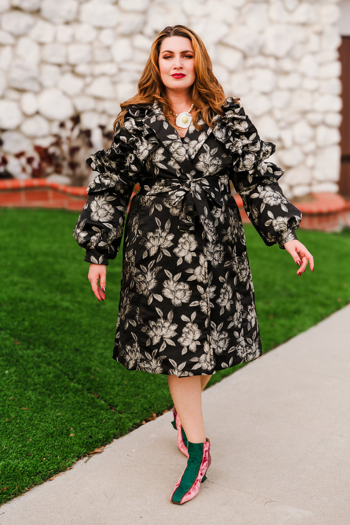 Ruffle Trench Coat in “Norma”