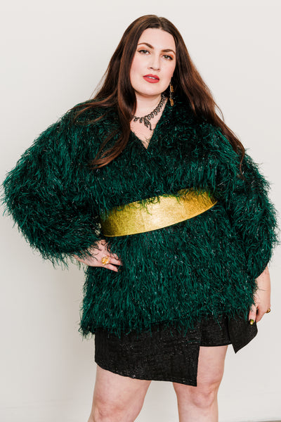 Theater Jacket in “Shag Tinsel" (Emerald)