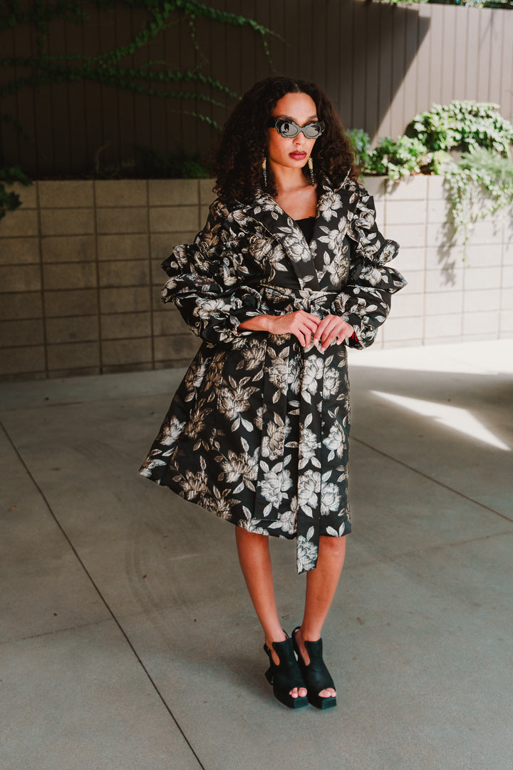 Ruffle Trench Coat in “Norma”