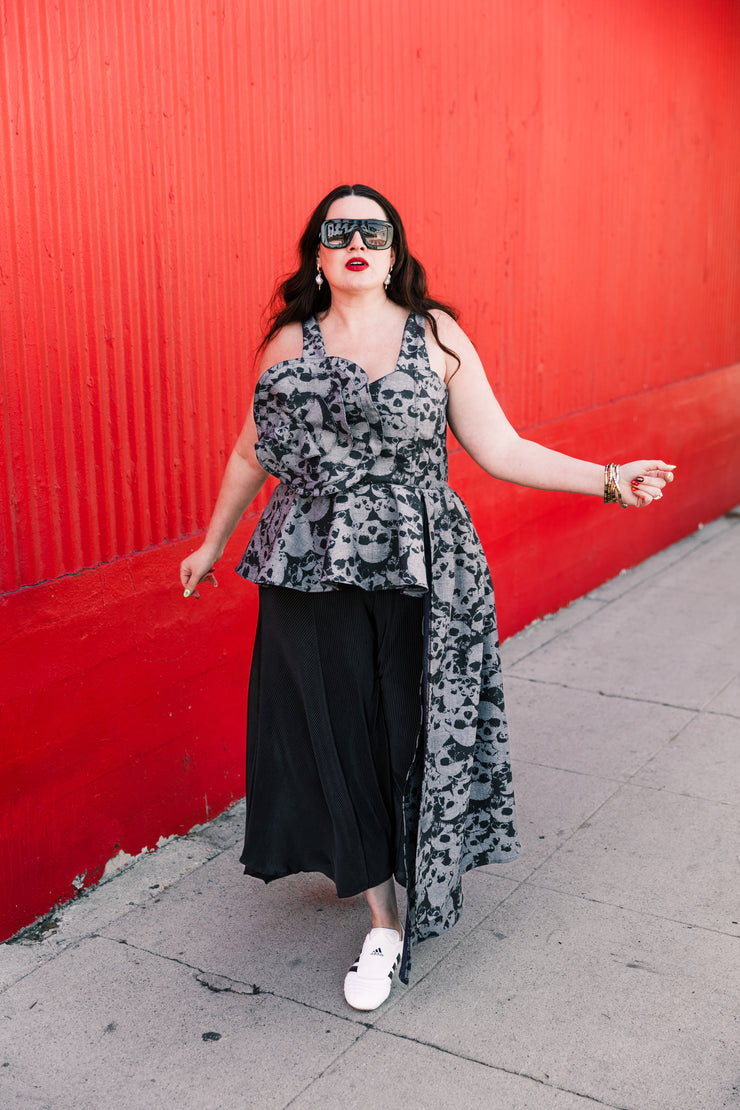 Fleur Peplum Top in “Skulls"