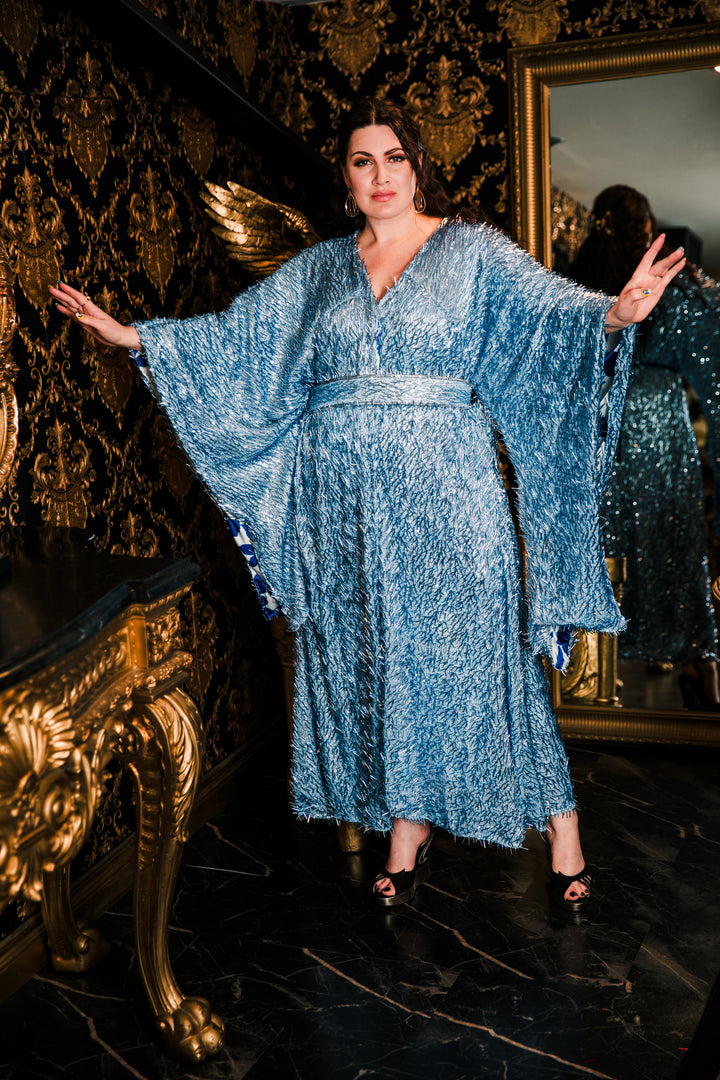 Runway Bohémienne Kimono Robe in “Briana” (Blue)