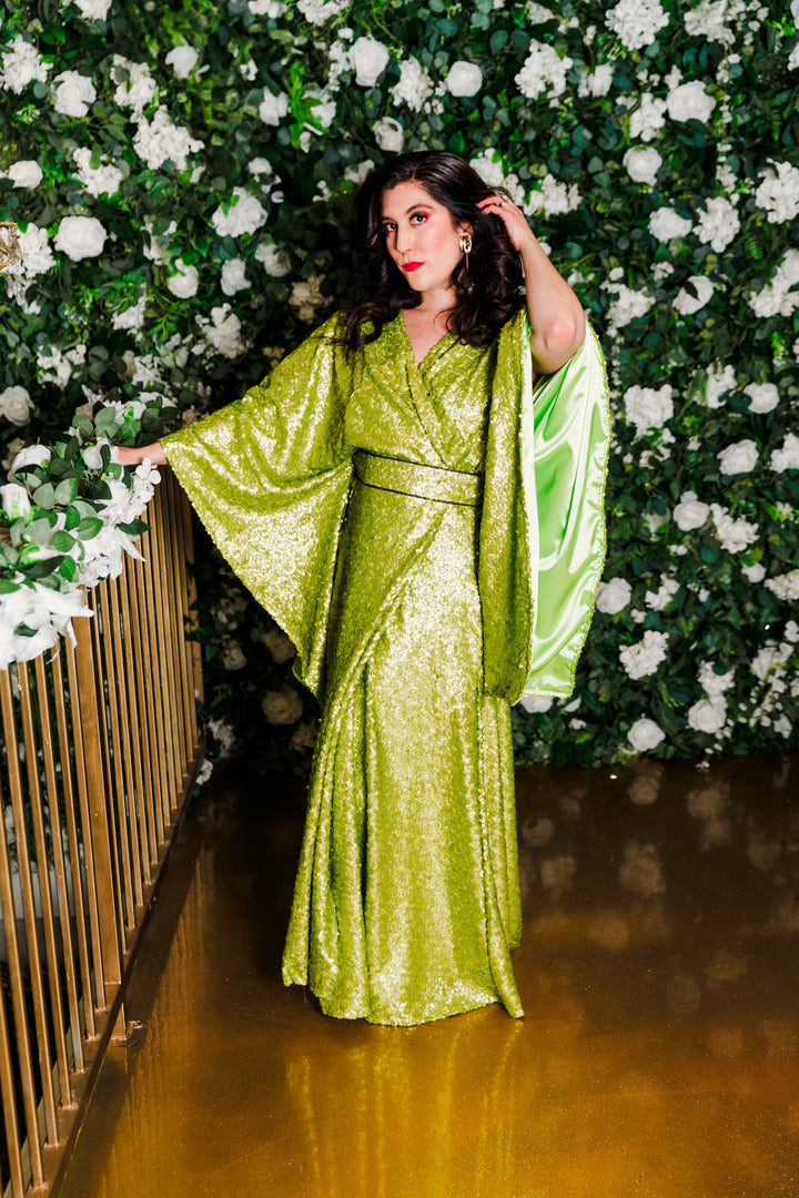Runway Bohémienne Kimono Robe in “Brat Sequin”