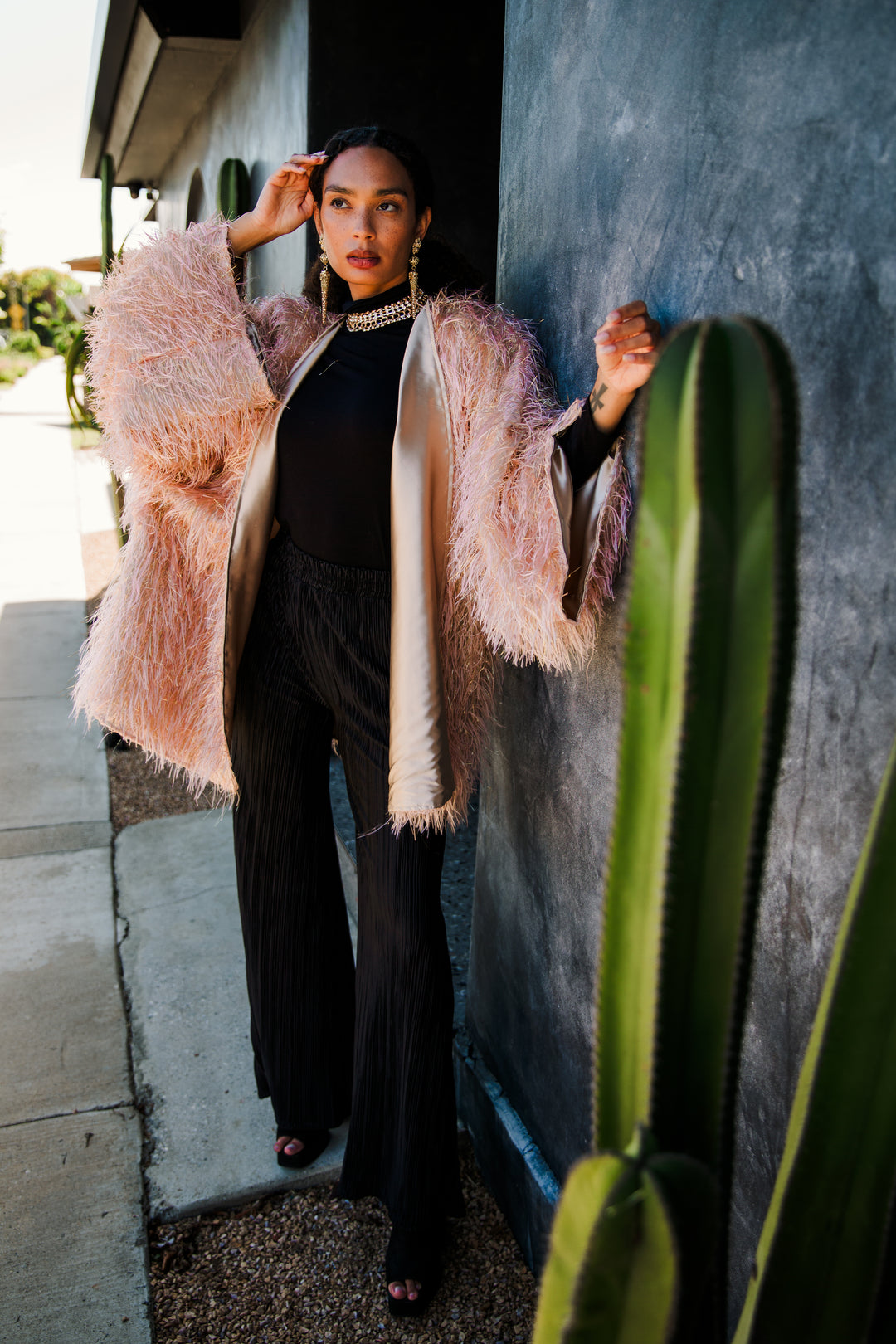 Theater Jacket in “Shag Tinsel" (Blush)