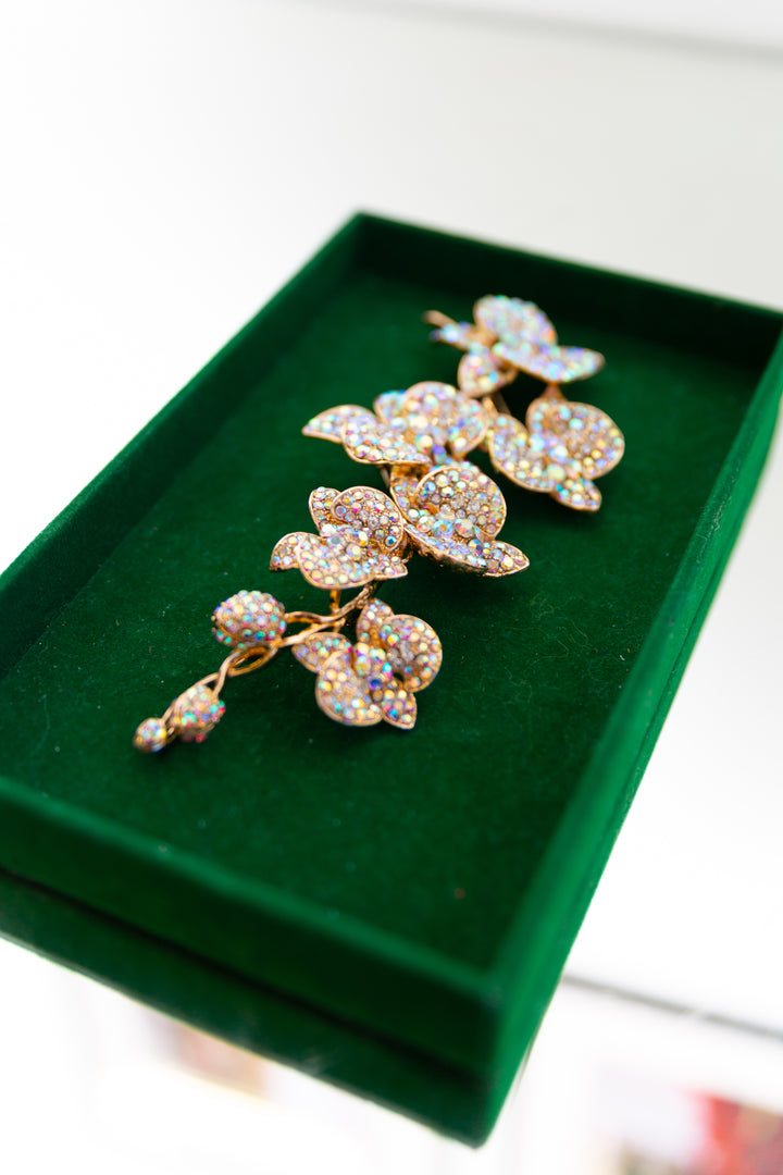 Handmade Swarovski Triple Pin Flower Brooch (Aurora)