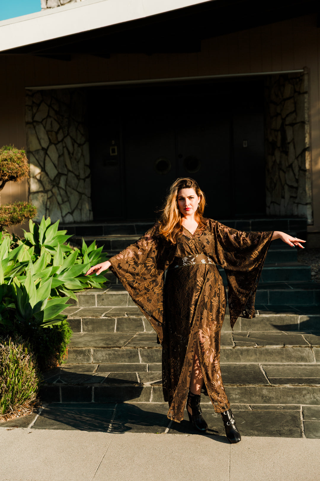 Bohémienne Kimono Robe in “Verdant Lace”