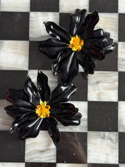 Humongous Tiki Flower Earrings (Black)