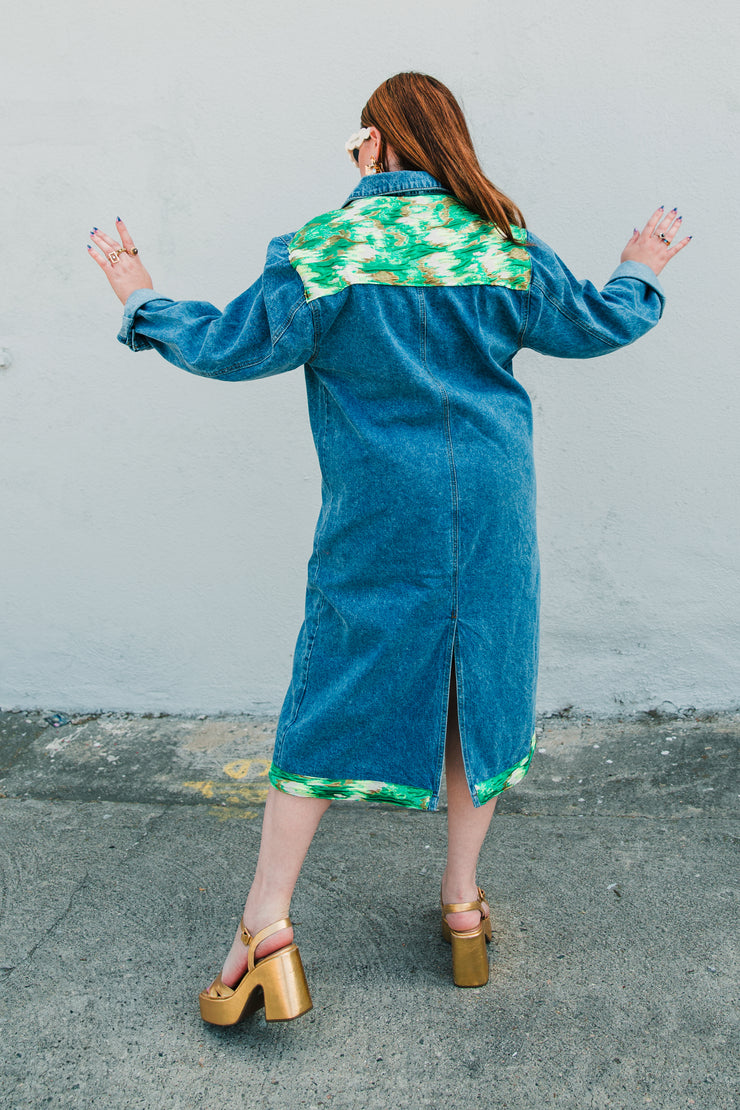 Denim Longline Jacket in “Mon Petit Chou"