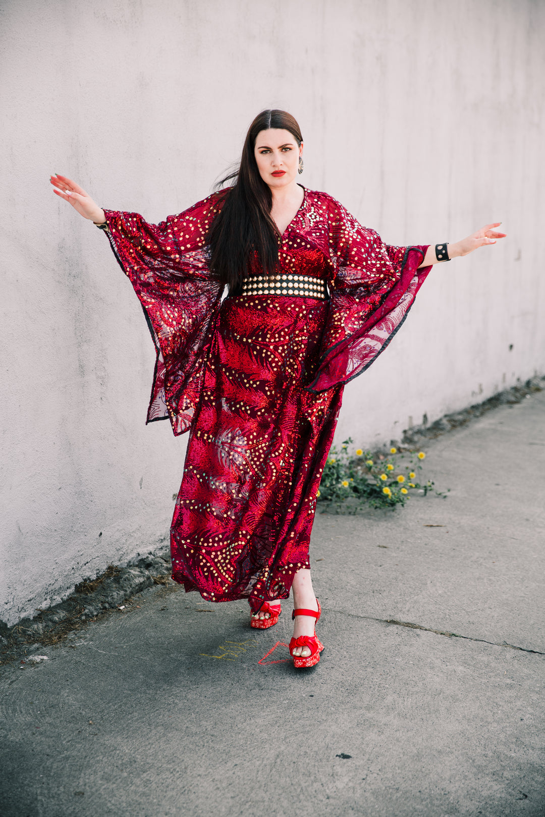 Runway Bohémienne Kimono Robe in “Stardust” (Cabernet)