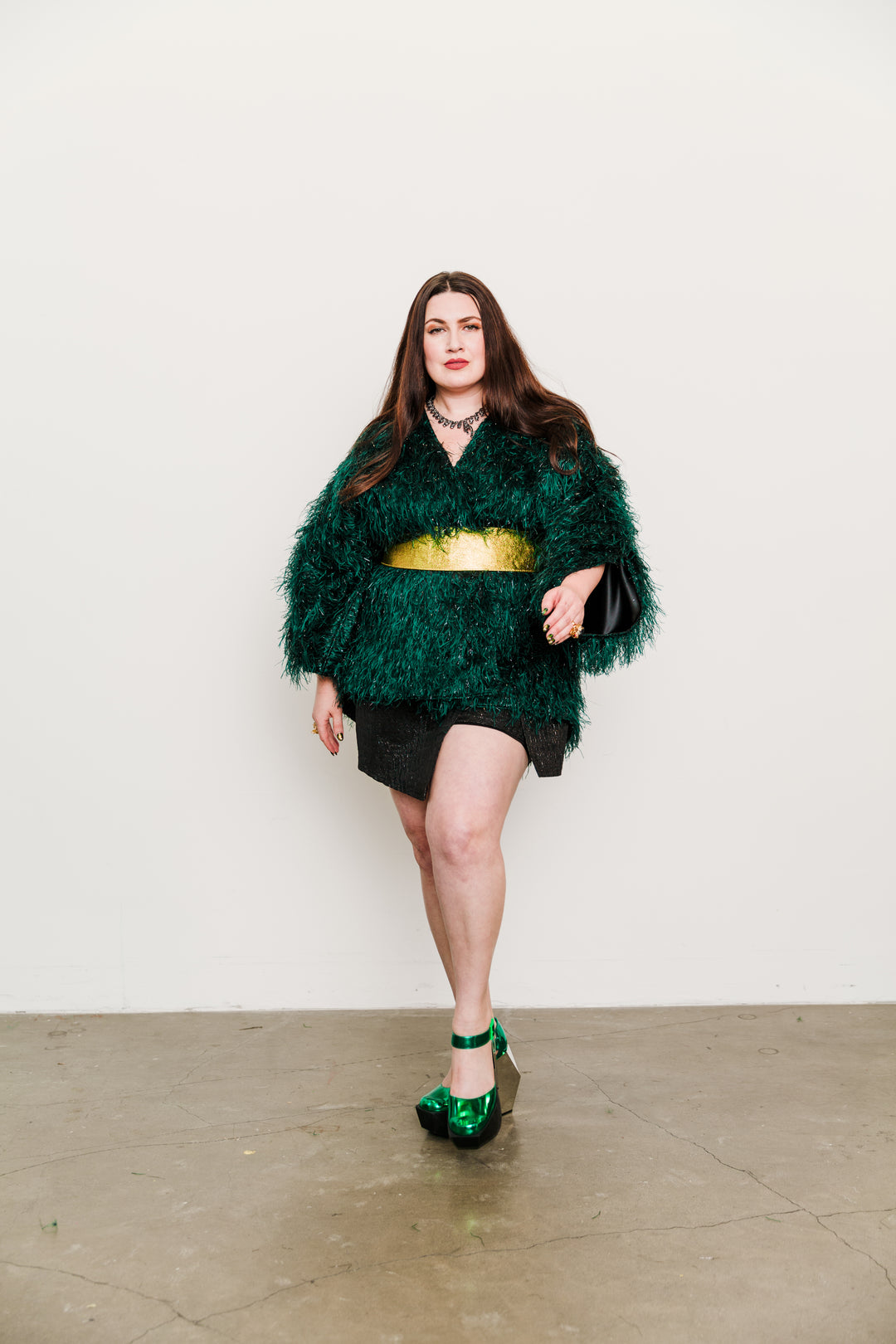 Theater Jacket in “Shag Tinsel" (Emerald)
