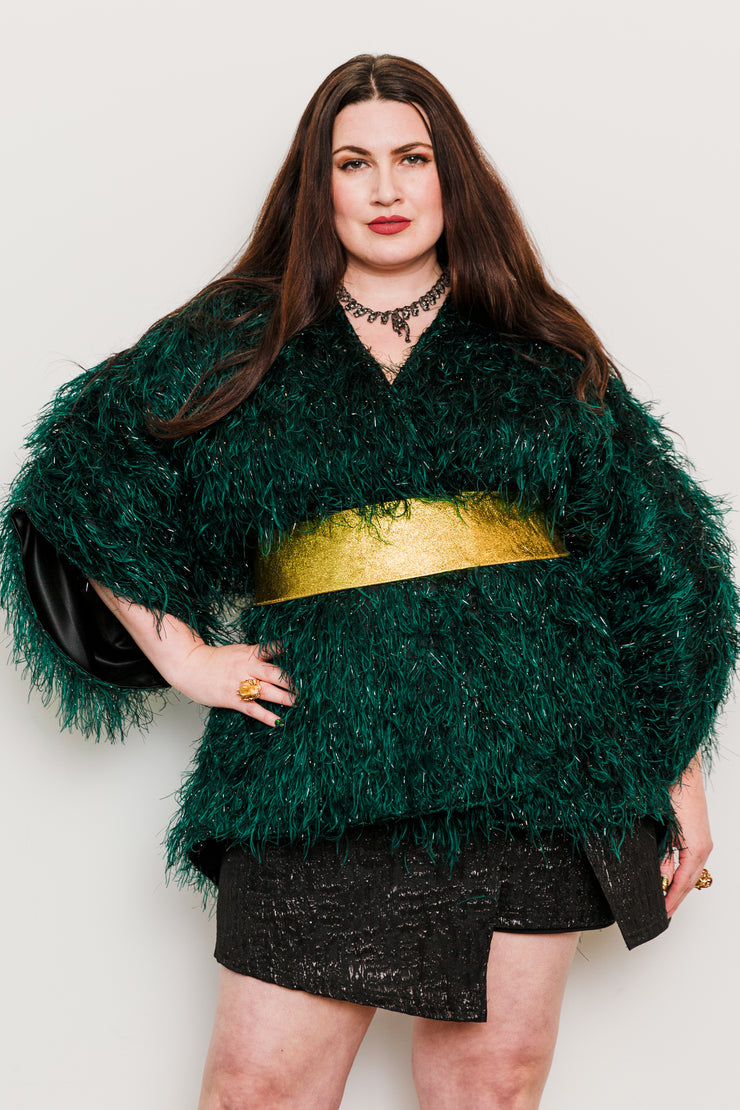Theater Jacket in “Shag Tinsel" (Emerald)
