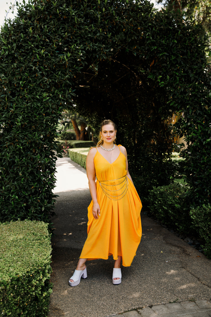 V is for Vinnik Dress in "Yellow Amber Slink"