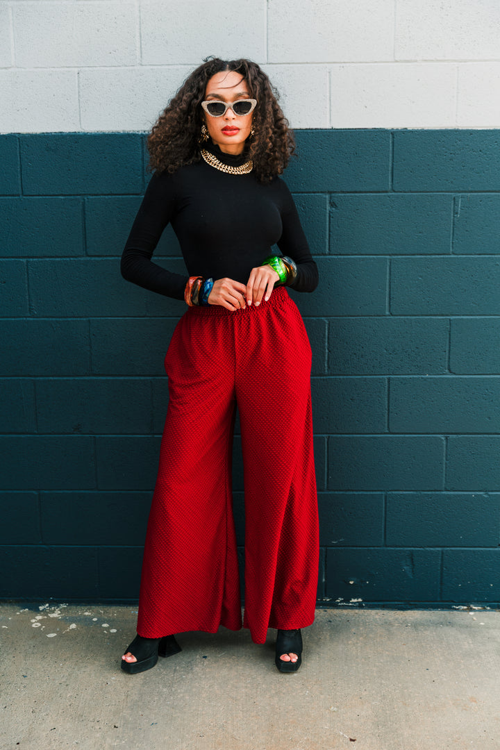 Muse Pants in “Dots" (Oxblood)
