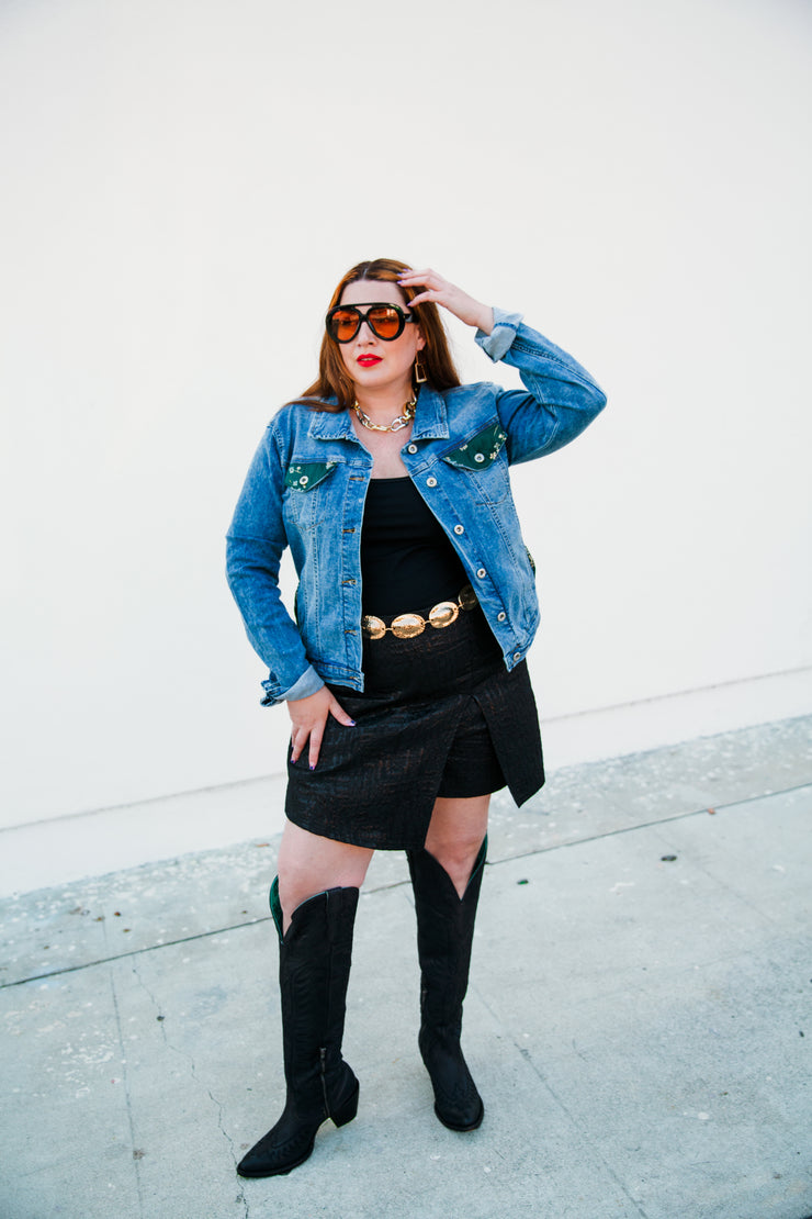Light Denim Classic Jacket "Madame Butterfly"