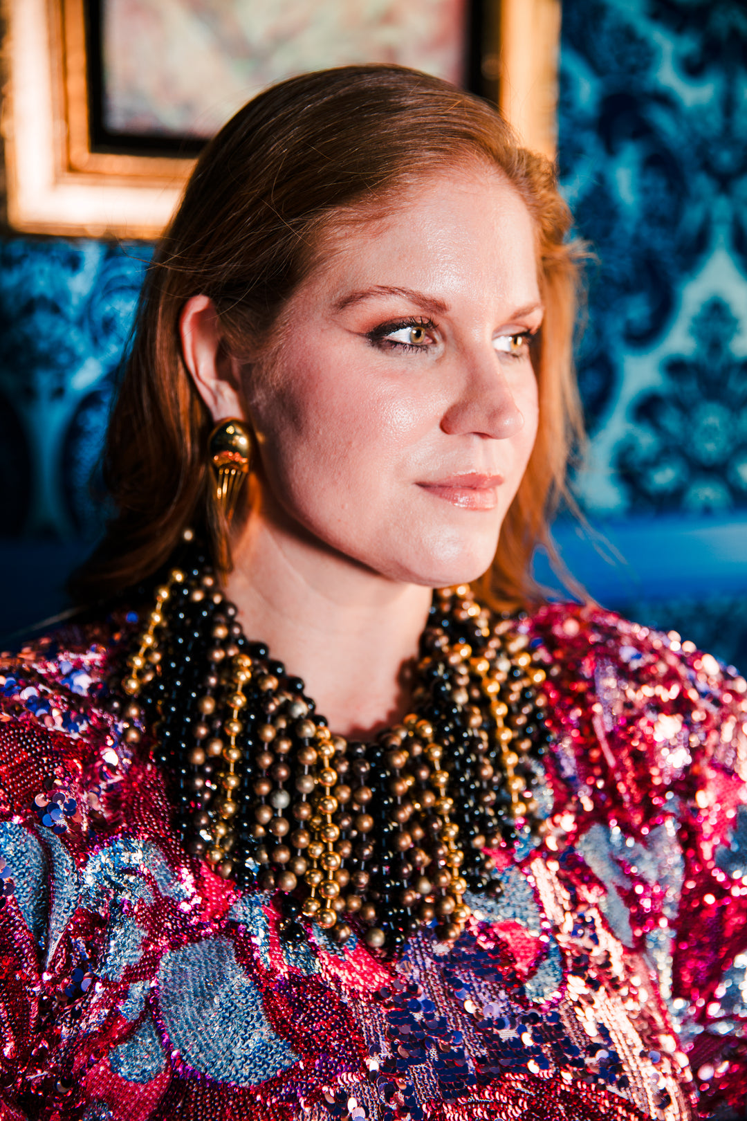 Runway Sequin Kaftan in "Disco Bouquet" (Pink)