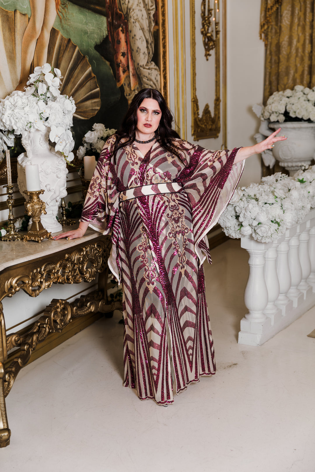 Runway Bohémienne Kimono Robe in “Aphrodite” (Garnet)