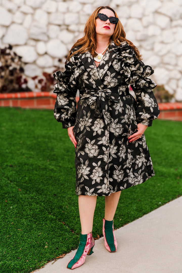 Ruffle Trench Coat in “Norma”