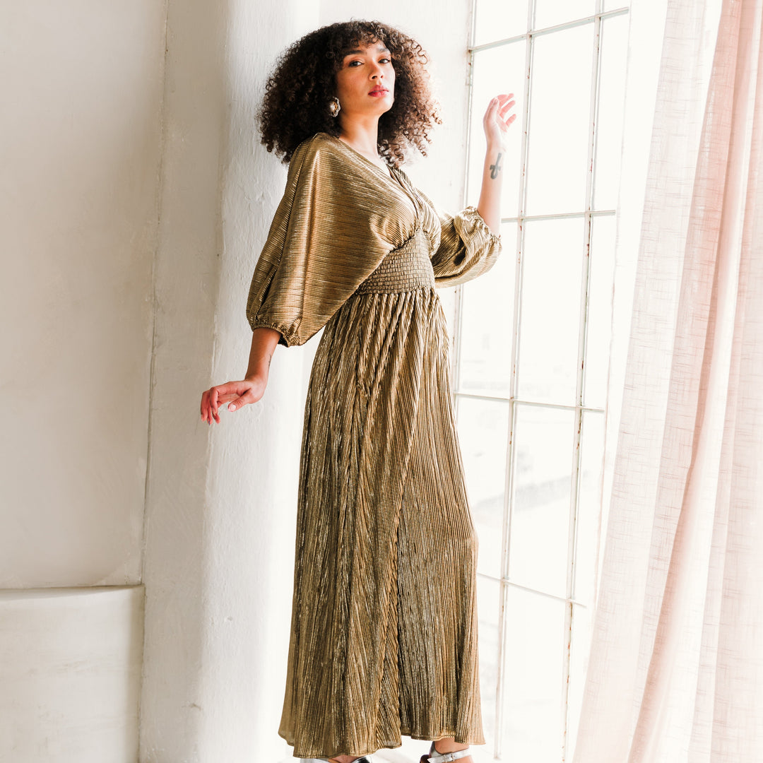 Colla Voce Dress in “Liquid Gold”