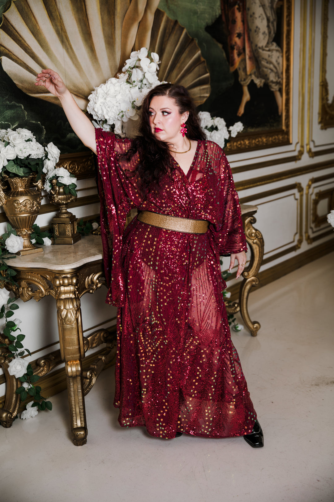 Runway Bohémienne Kimono Robe in “Stardust” (Cabernet)