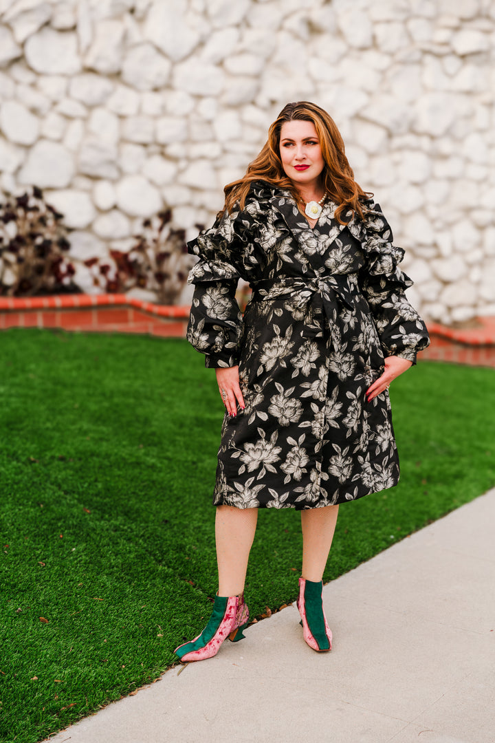 Ruffle Trench Coat in “Norma”