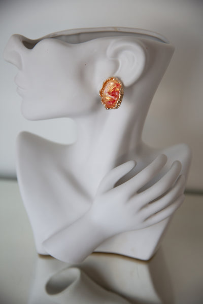 Resin Gem Earrings (Red)