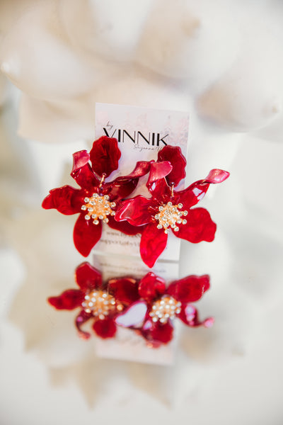 Magic Flower Earrings (Red)