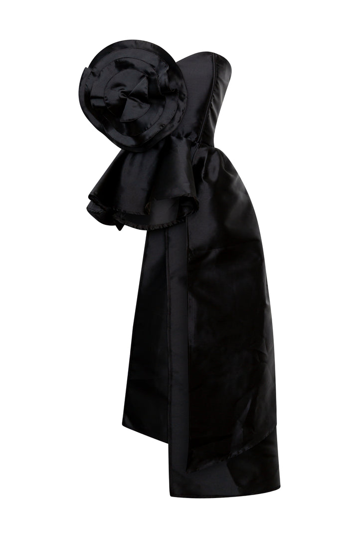 Fleur Peplum Top in "Black Taffeta"