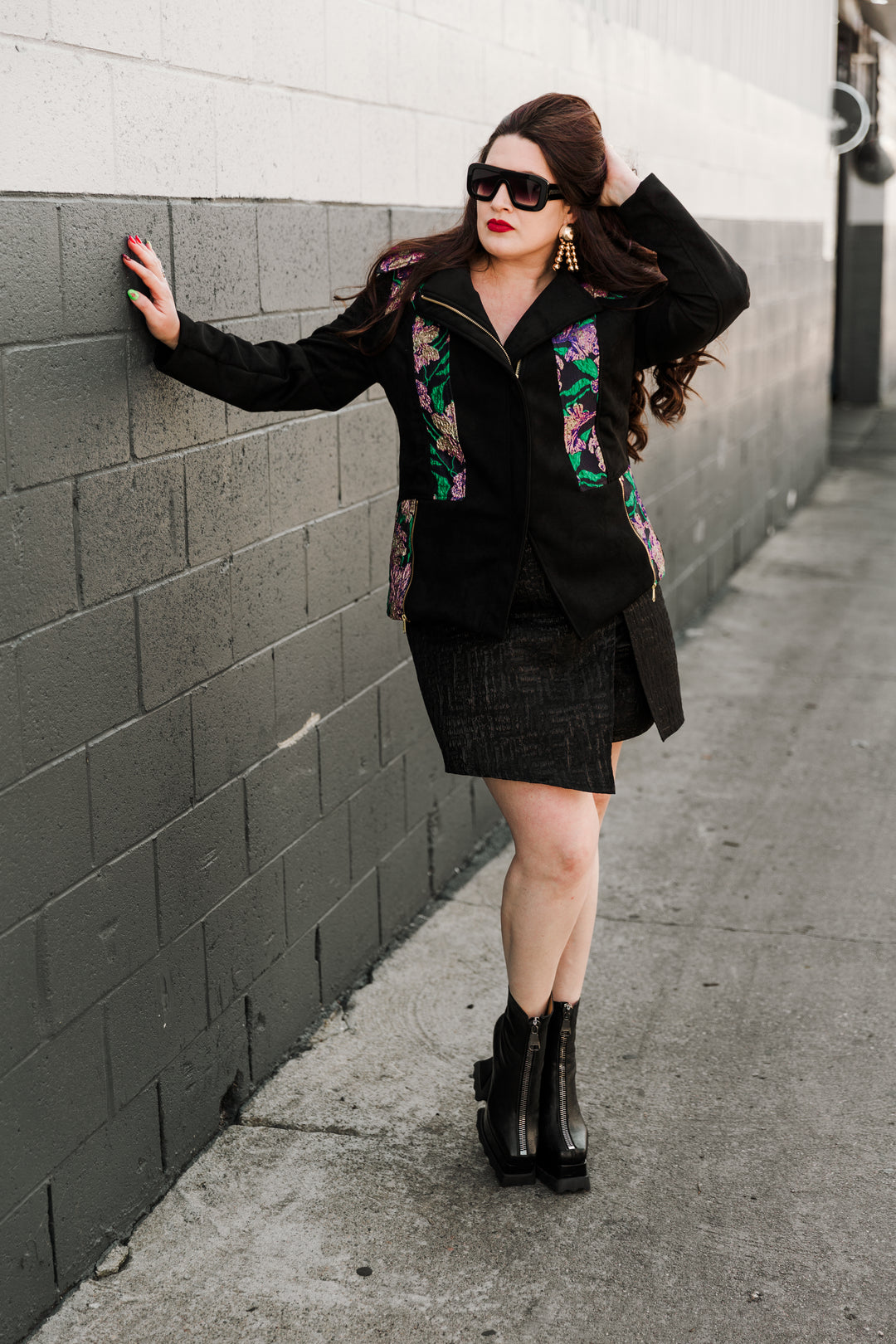 Moto Jacket in "WTF Flower" (Purple)